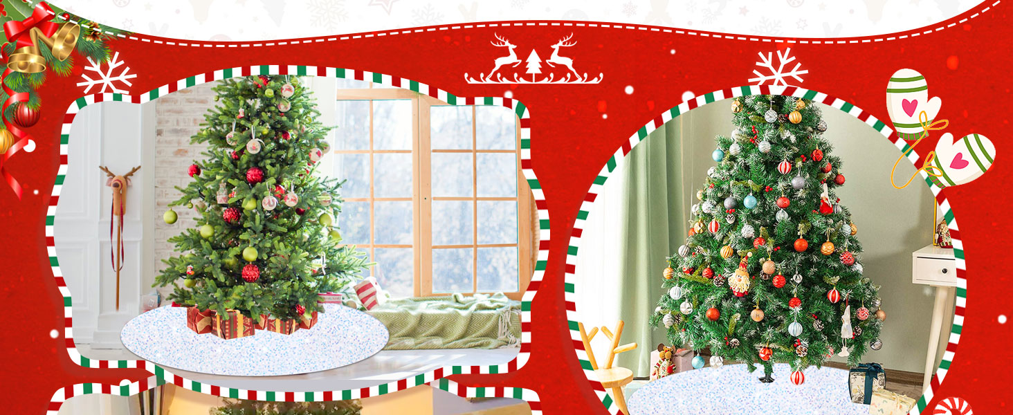 GSQQTE White Xmas Tree Skirt 36 Inch Sequin Tree Skirts