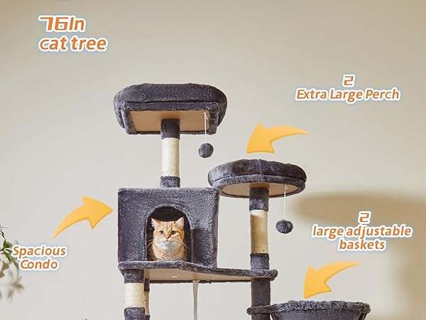 チョメキャット① Amazon.com : Taoqimiao 76-Inch Cat Tree Cat Tower for Indoor