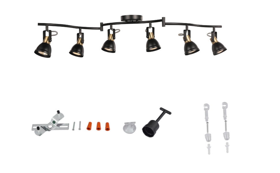 CRAFTRONOS 6 Light Foldable Track Lighting Kit,Matt Black Brass Finish