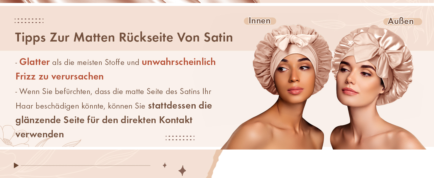 satin haarhaube nacht seidenhaube schlafmütze duschhaube damen silk bonnet sleep schlafe schlafhaube