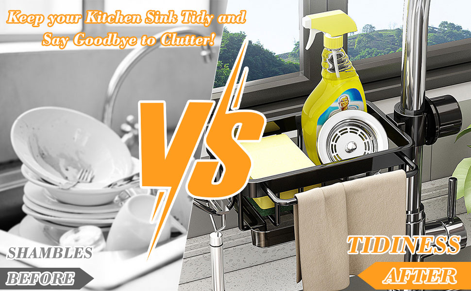 Flechazo Kitchen Sink Faucet Organizer with Drain Tray