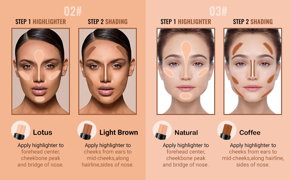 4 Colors Face Cream Contour Contouring Bronzer Concealer Stick