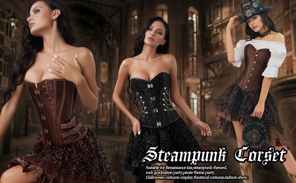 Amazon.com: Corsets for Women Punk Rock Faux Leather Zipper