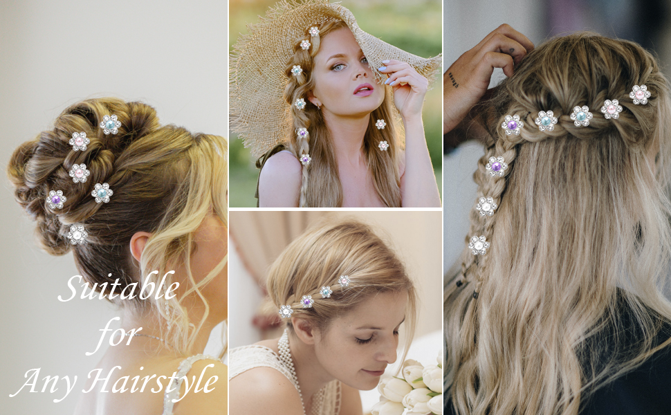 YISSION 20Pcs Mini Rhinestone Flower Hair Clips Cute