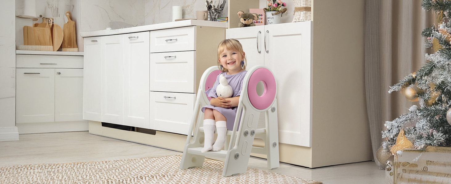 Toddler Step Stool for Bathroom Sink, 3in1 Foldable Step