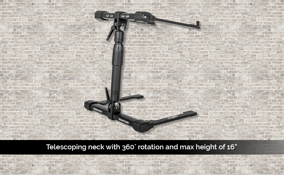 Telescoping neck with 360 rotation and max height of 16 inches
