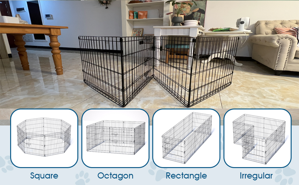Dog Playpen Indoor with Bottom Pad/Top Cover, Dog Playpen