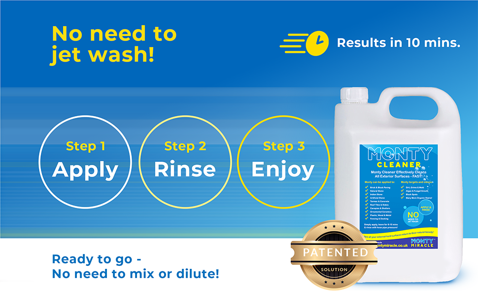 Monty Miracle Fast Patio Cleaner 5 Litre Outdoor & Garden Surface