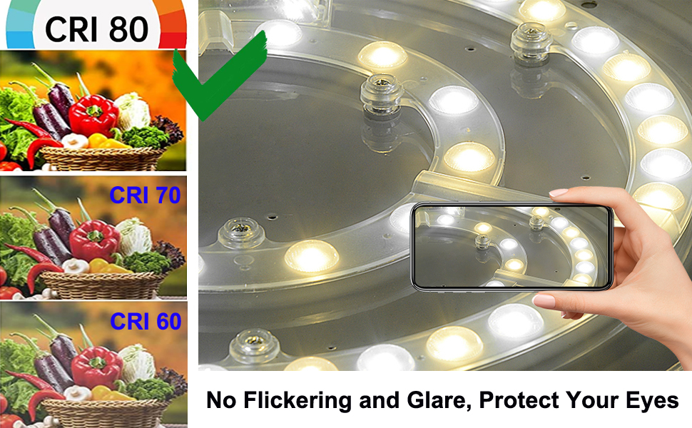 OLYMSTAR 42W 3 Color Temperature LED Ceiling Fan Light Kit, LED Light