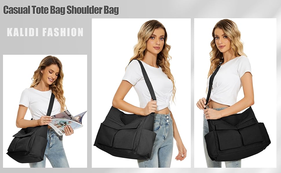 KALIDI Canvas Tote Shoulder Bags Womens Casual Messenger Crossbody Bag