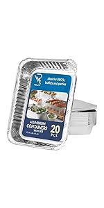 20 Aluminium Foil Trays with Lids