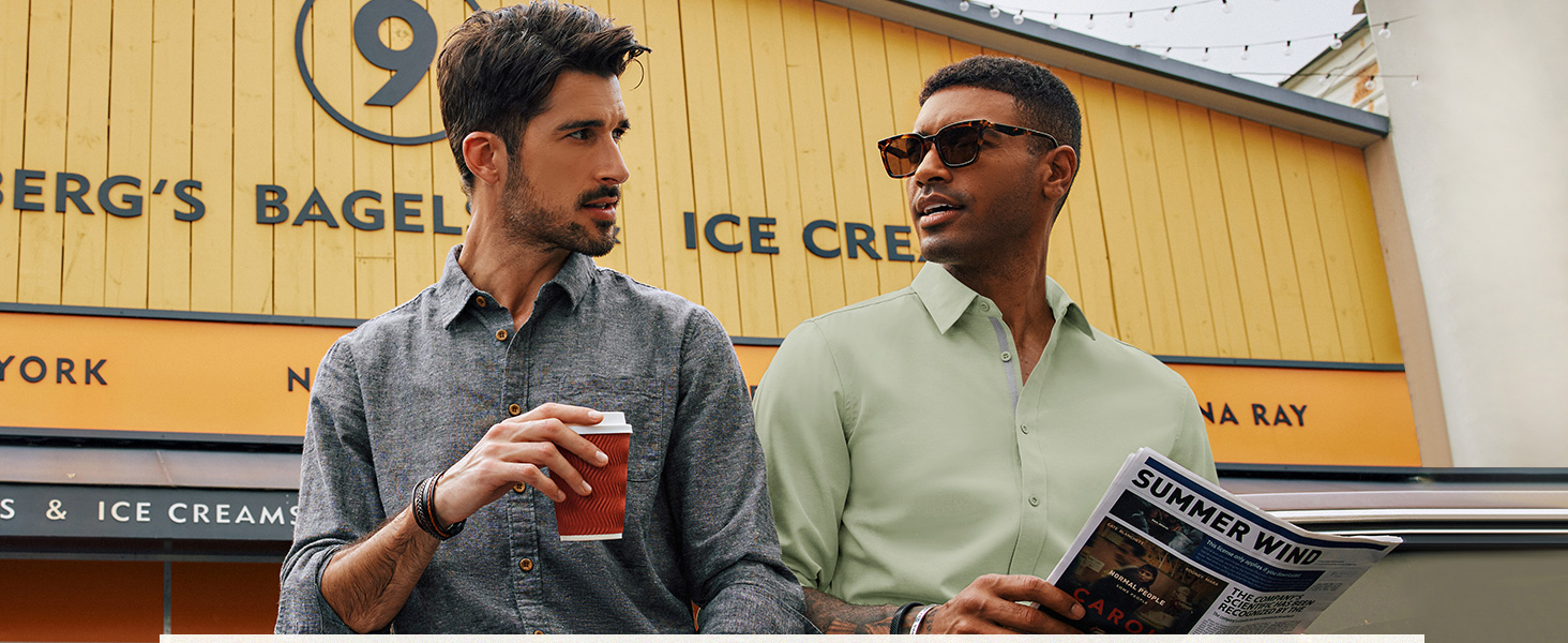 Mens Long Sleeve Wrinkle Free Button Down Shirt
