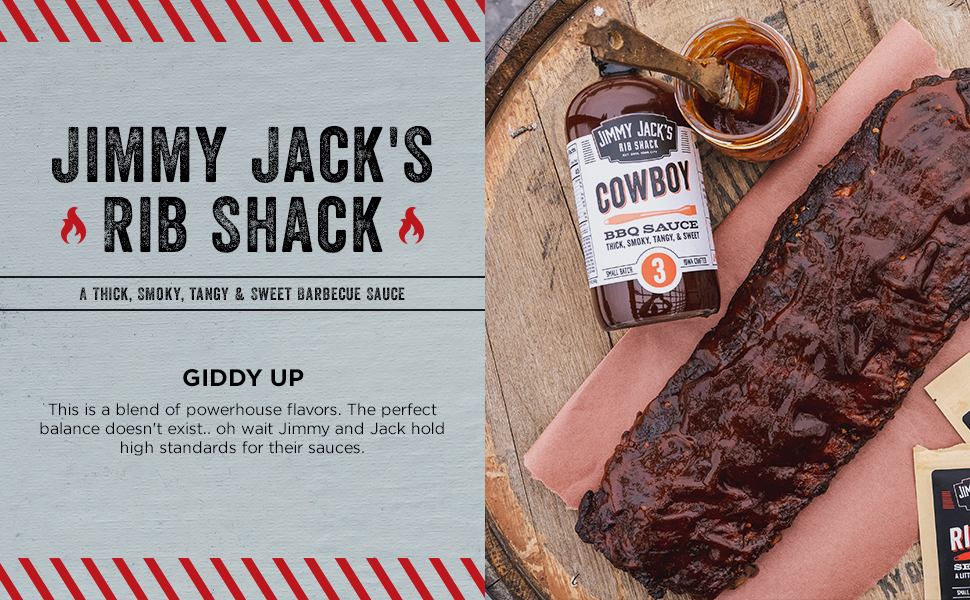 Amazon Com Jimmy Jack S Rib Shack Cowboy Bbq Sauce Handmade Thick Smoky Tangy Sweet Free Of Msg Preservatives And High Fructose Corn Syrup Handmade Classic Southern Barbeque Sauce 16 Fl