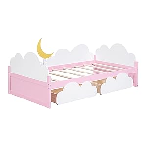 Amazon.com: Senviy Twin Size Bed with Clouds & Crescent Moon