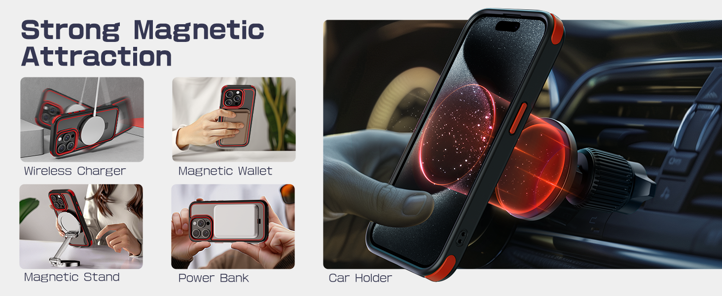 Mobnano for iPhone 15 Pro Max Case with Stand, Compatible