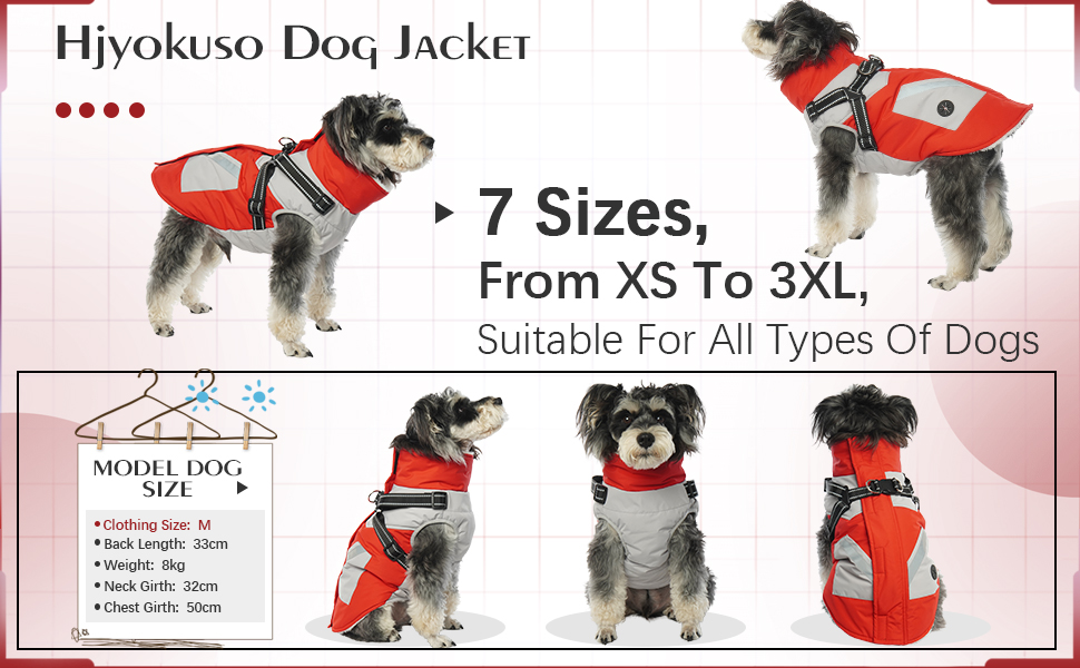 Hjyokuso Dog Coat, Soft Polar Fleece Lined Warm Dog Jacket, Dog Coats