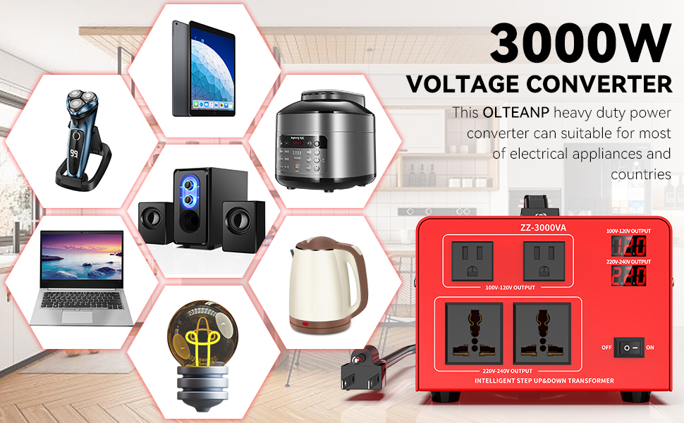 OLTEANP Voltage Converter Auto Transformer Heavy Duty Step
