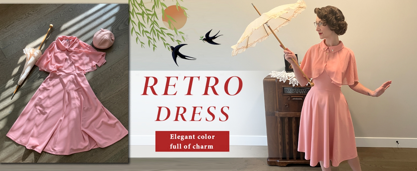 pink vintage dress for women 1950