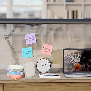Super Sticky Notes, 600 Sheets Self-Sticking Notes for Walls Desktop Monitors and Fridge, Multi Use Sticky Notes in Pastel Colour for Organization and to Do Lists, 6 Pack 15 post its sticky notes