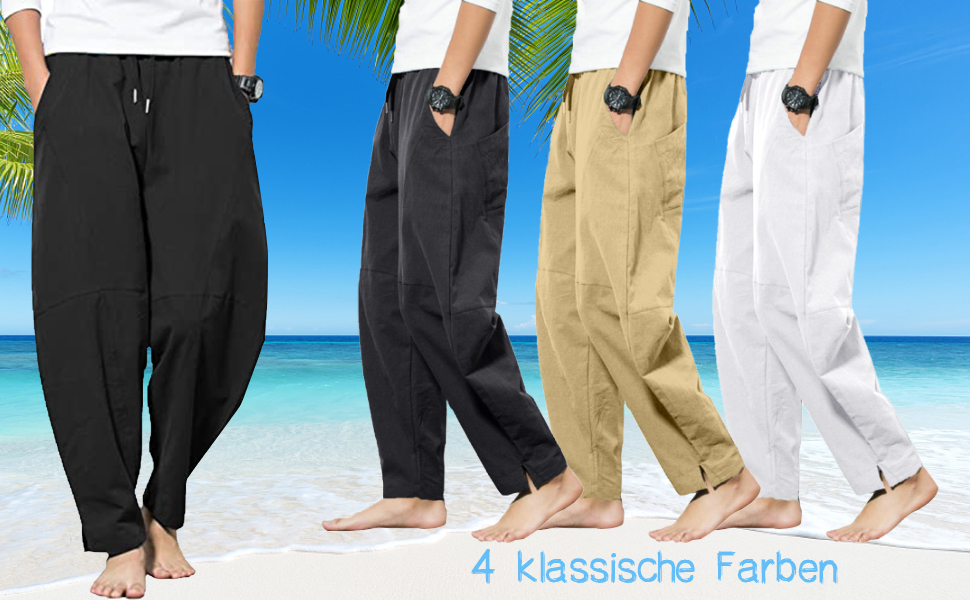 Leinen Hose Herren Lang Leinenhose Herren Lang Freizeithose Herren Regular Fit