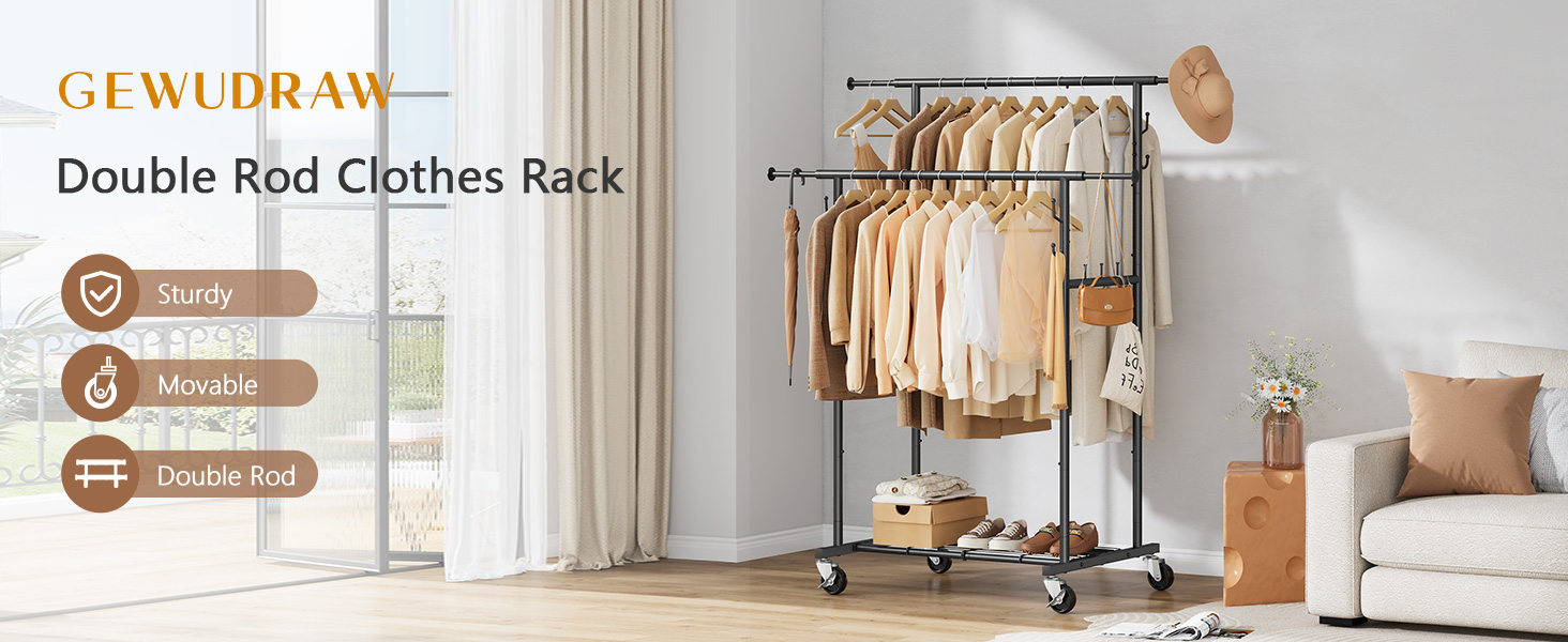 heavy duty clothes rack with wheels