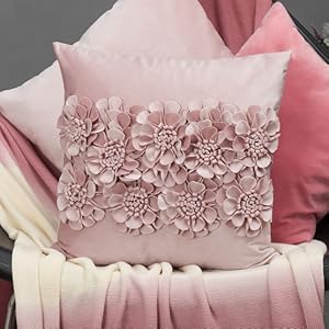 flower pillow covers velvet aesthetic 3d floral pink blush mauve for living room office chair bed