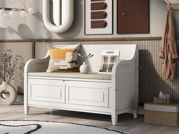 Amazon.com: Storage Bench with Safety Hinge Wooden Entryway