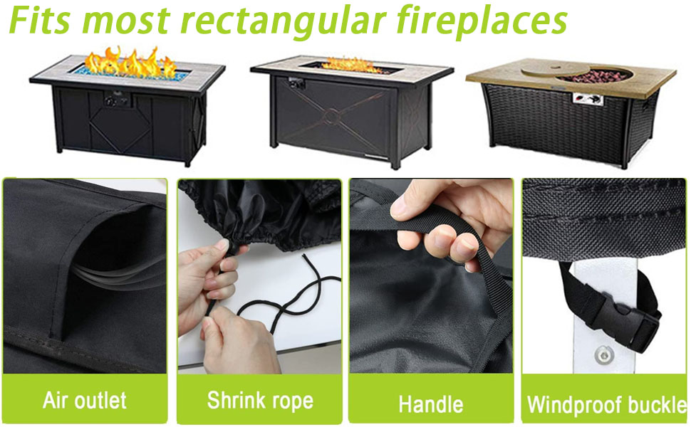Rilime Fire Pit Cover Rectangular,Waterproof Fire Table