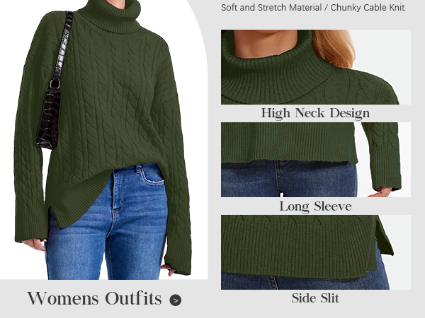 トップス Summer High Neck Knitted Pullover Knit Sweaters HYLLGUD Women's Long Sleeve Striped Color