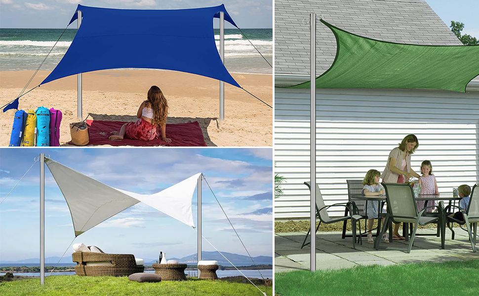 Shade Sail Post, Heavy Duty Sun Shade Poles, 9FT