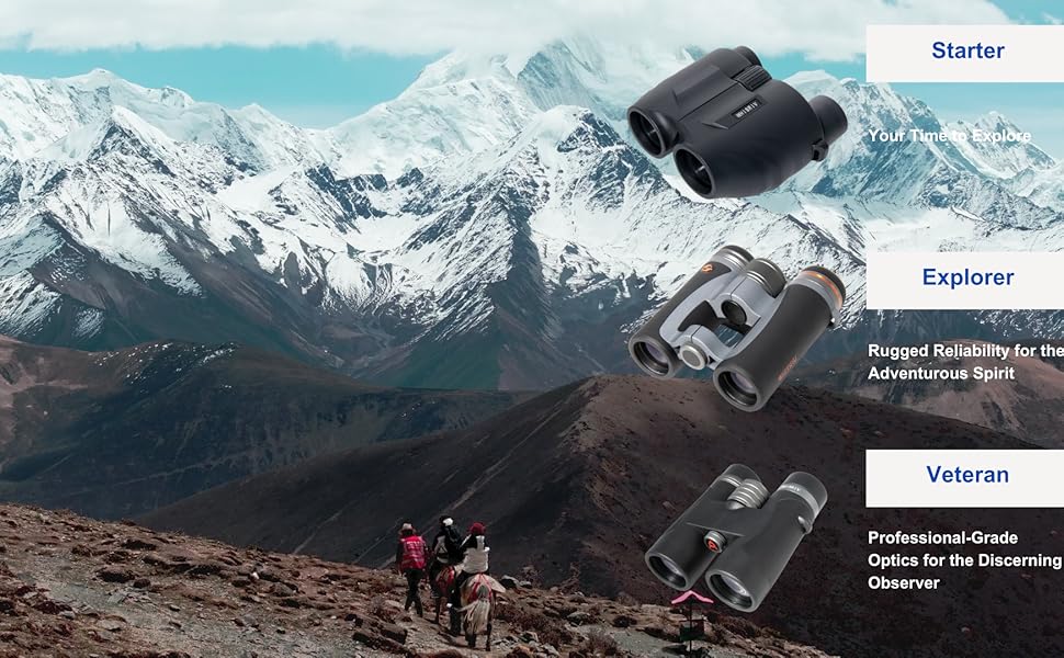 Starter, Explorer and Veteran Series of binoculars from WHISRIV
