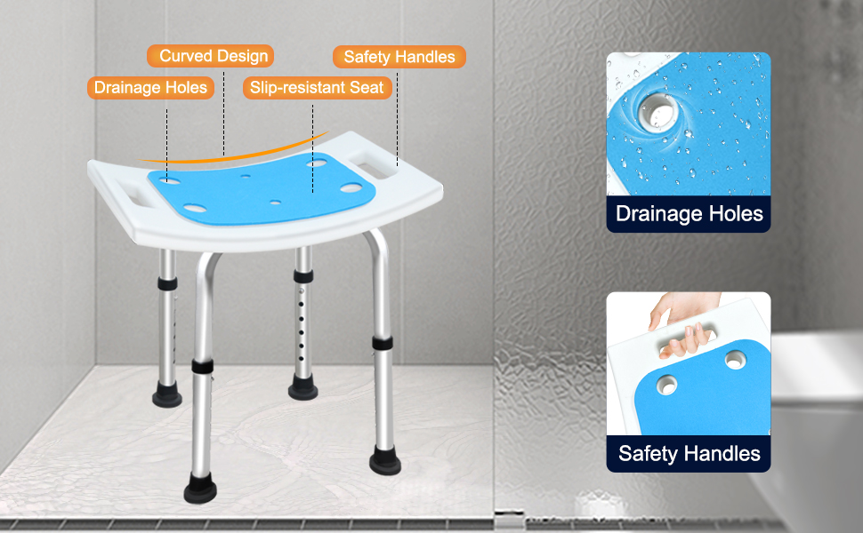 Doctcare Shower Stool for Inside Shower, Nonslip Bath Shower Seat for