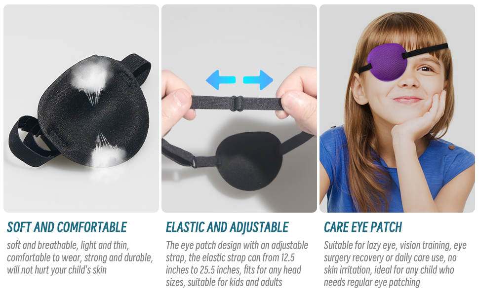 6 Pcs Eye Patches for Adults, Adjustable Buckle with Elastic