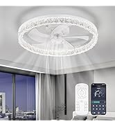 FTZVRD Low Profile Ceiling Fans with Lights and Remote, Fandelier Ceiling Fan Flush Mount, 3000K-...