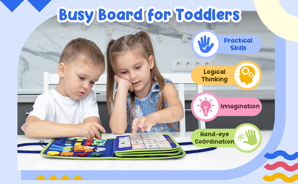 KKPOT Busy Board - Juguetes Montessori para niños pequeños de 1, 2, 3, 4  años, tablero de actividades sensoriales, juguetes educativos para niños  que