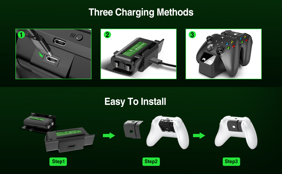 2 Pack Rechargeable Controller Battery Pack for Xbox One/Xbox Series X