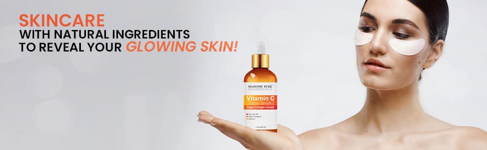 majestic pure vitamin c facial serum vegan collagen infused natural best top premium discoloration