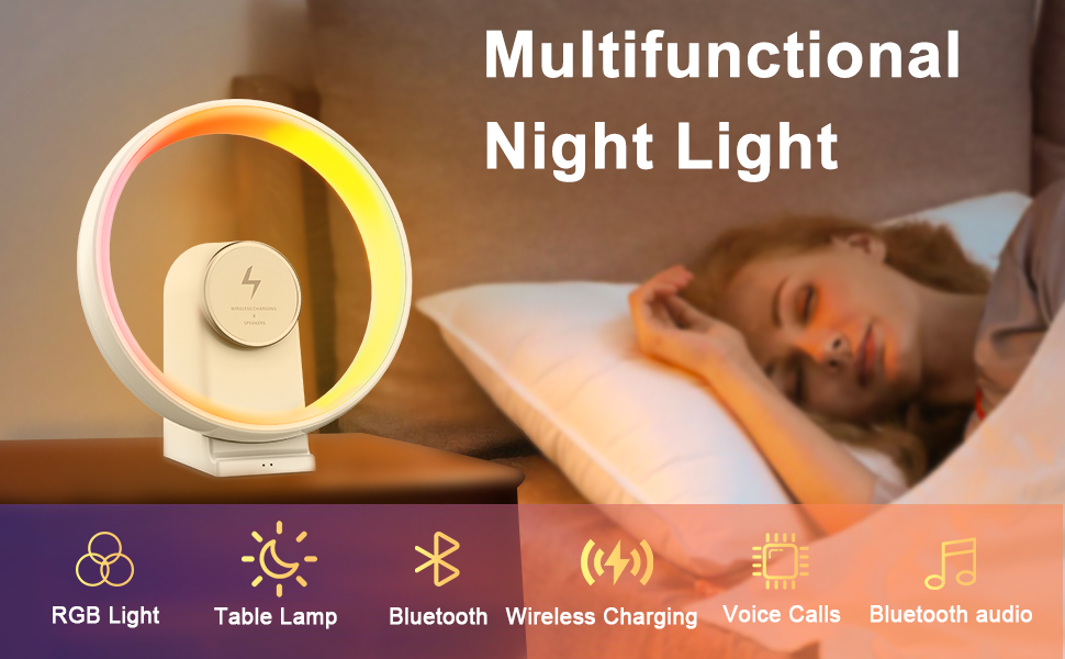  Music Bedside Lamp with Wireless Charger