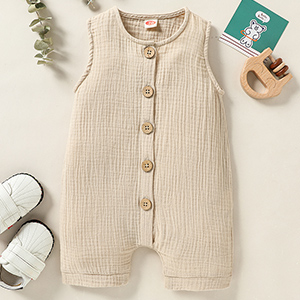 Newborn Baby Boys Girls Cotton Linen Romper Summer Jumpsuit Sleeveless