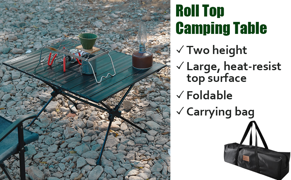CAMPINGMOON Roll UP Camping Table Lightweight Foldable Aluminum with
