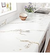 STICKEEP White and Gold Marble Contact Paper Peel and Stick Countertops Waterproof Matte Marble V...