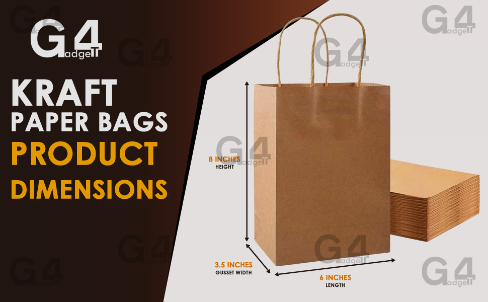 4Pcs Gift Bags Paper Bags for Gifts, Brown Kraft Paper Bags With Handles