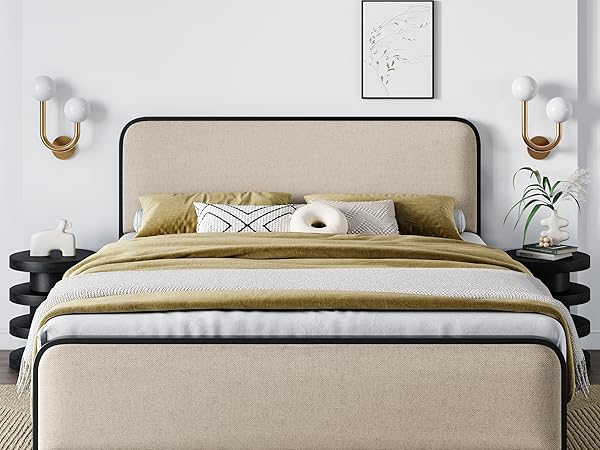 Amazon.com: Allewie Queen Size Metal Bed Frame with Curved