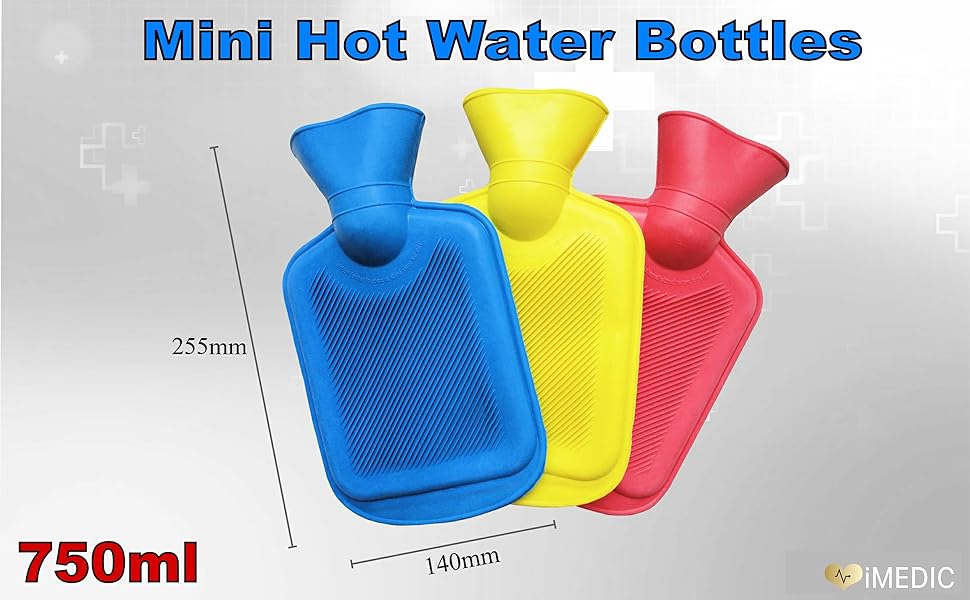 iMedic Small Hot Water Bottles 3 Pack of Mini Hot Water Bottles Hot