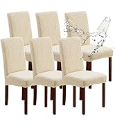 Genina Waterproof Chair Covers for Dining Room 6 Pack, Dining Chair Cover Removable Parson Chair ...