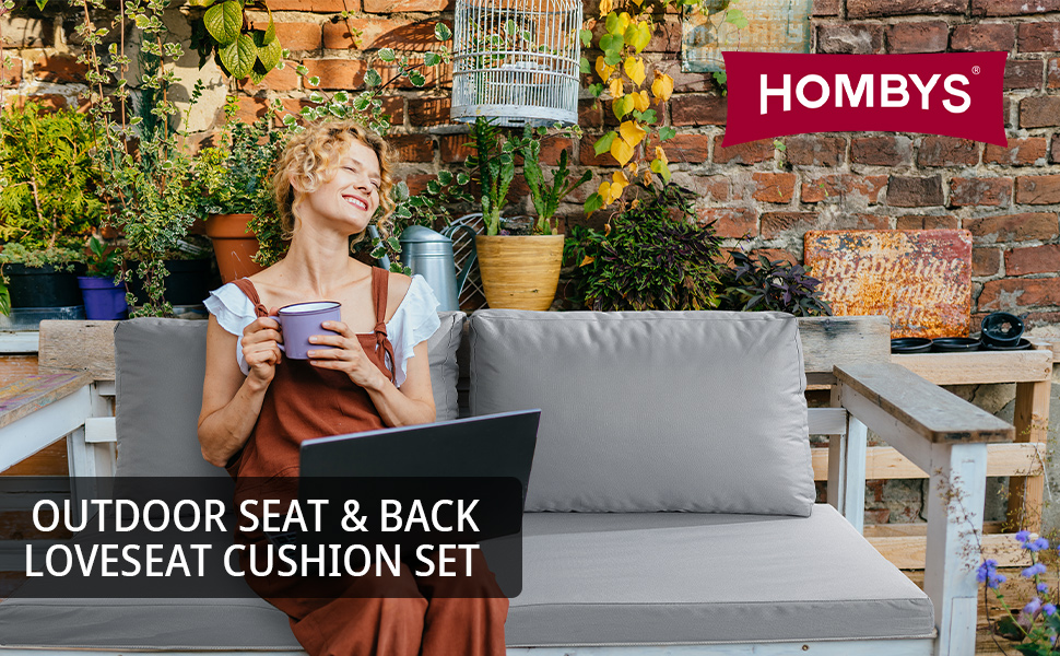 HOMBYS Outdoor Loveseat Cushions 46x26 in, Waterproof