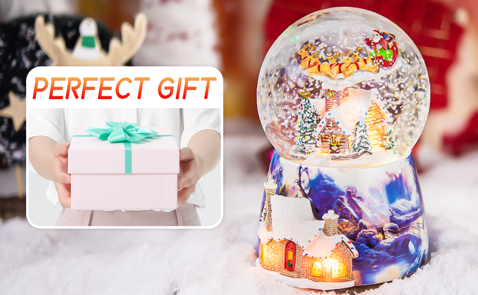 Christmas Music Box Snow Globe Gift, Musical Rotating Santa Claus