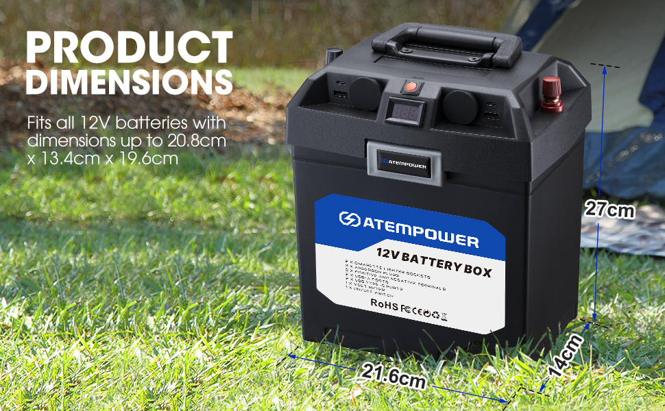 ATEM POWER 12V Portable Battery Box Deep Cycle Power Center with USB