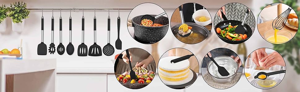 15 Pieces Kitchen Silicone Cooking Utensils Set