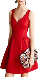 Women's Sleeveless V Neck Casual Mini Dress Graduation Dinner Party Cocktail Dresses with Pockets